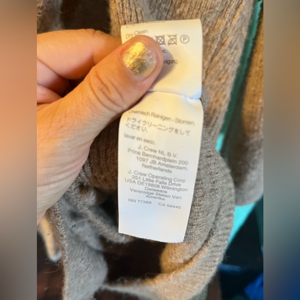 J.Crew Wool Alpaca Blend Open Front Cardigan Sweater XL | Camel Brown - Picture 10 of 14